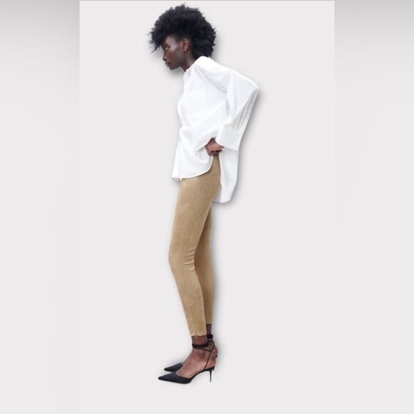 Zara Faux Suede Leggings NWOT - Picture 2 of 10